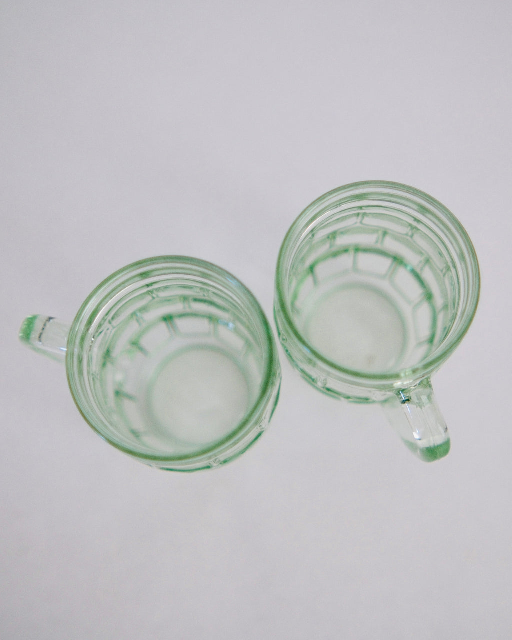 The Fountain Counter | Vintage Anchor Hocking Pale Green Barrel Mugs (Set of 2)
