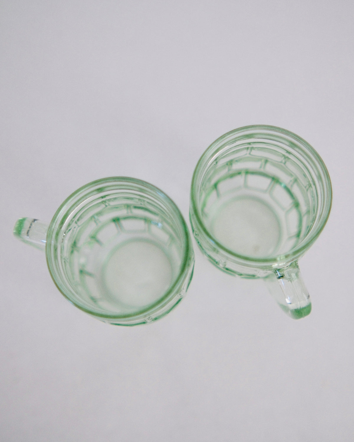 The Fountain Counter | Vintage Anchor Hocking Pale Green Barrel Mugs (Set of 2)