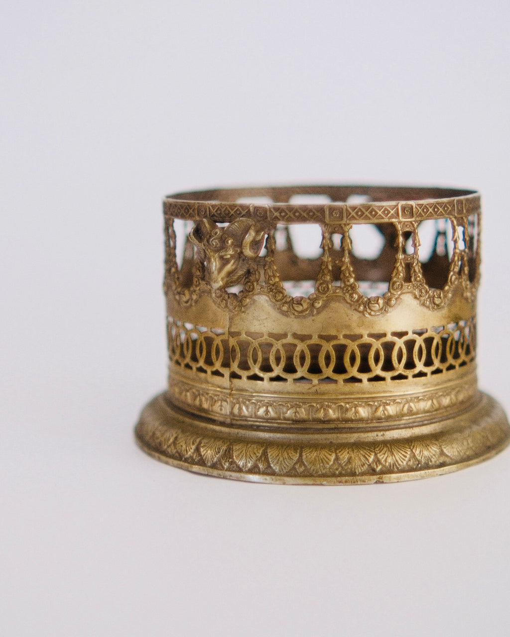The Aries Gallery Ring | Antique Neoclassical Brass Ram’s Head Sleeve