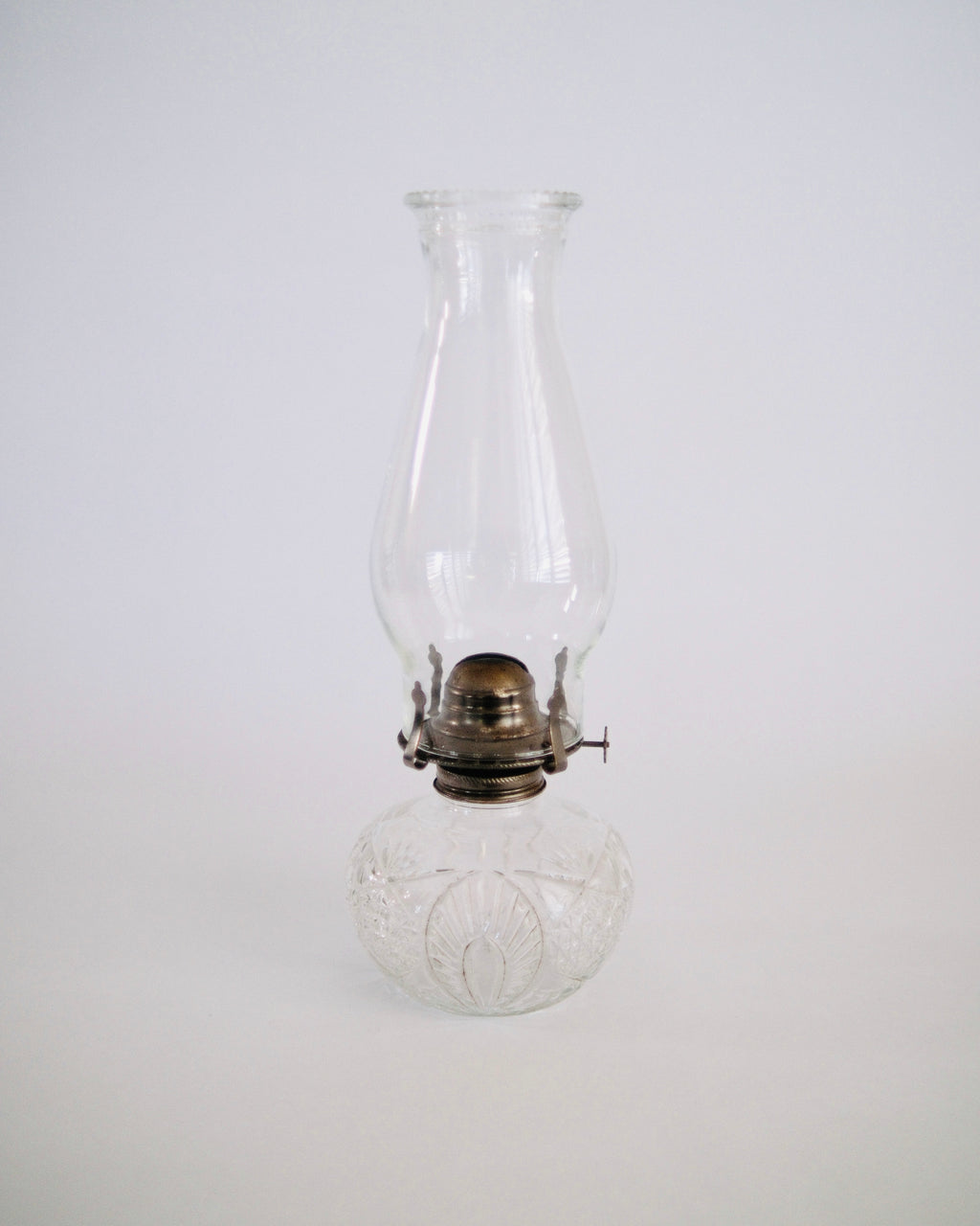The Beacon | Vintage Austrian Cut Crystal Oil Lamp & Hurricane Chimney