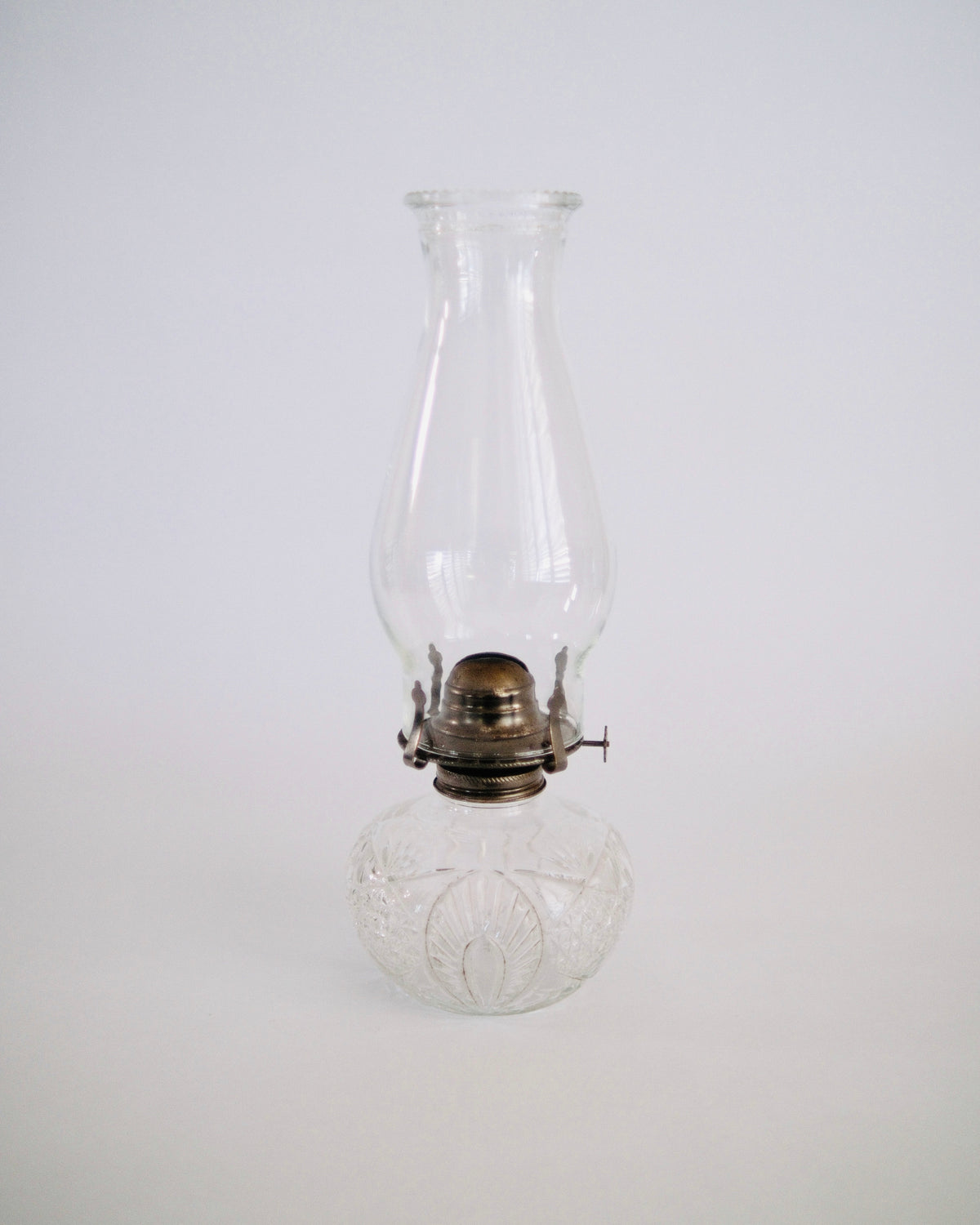The Beacon | Vintage Austrian Cut Crystal Oil Lamp & Hurricane Chimney