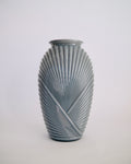 The Dusk Fan | 1980s Art Deco Revival Slate Blue Fluted Glass Vase