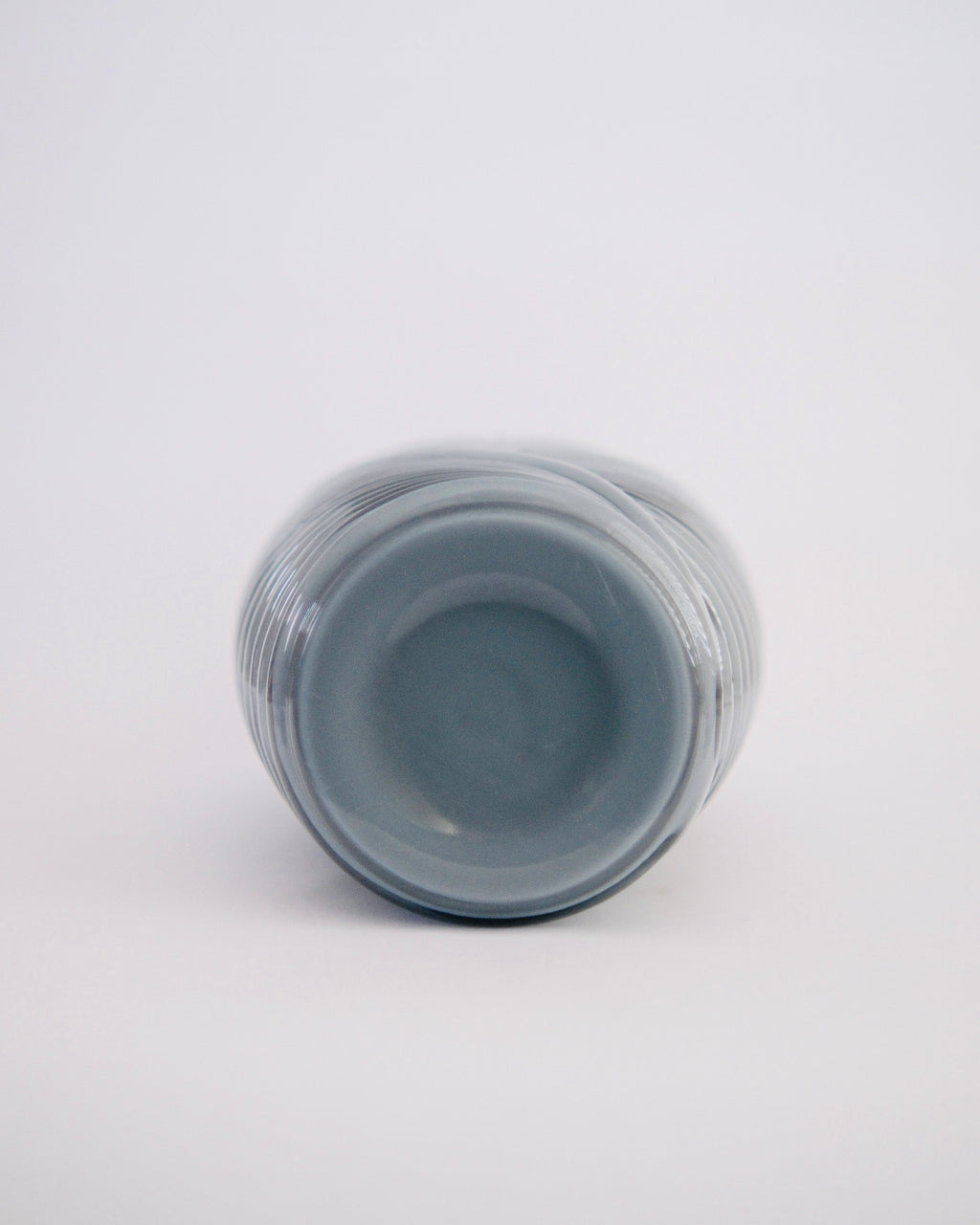 The Dusk Fan | 1980s Art Deco Revival Slate Blue Fluted Glass Vase