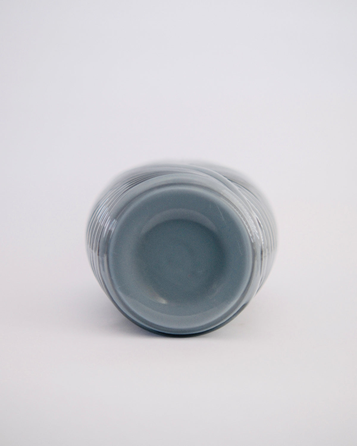 The Dusk Fan | 1980s Art Deco Revival Slate Blue Fluted Glass Vase