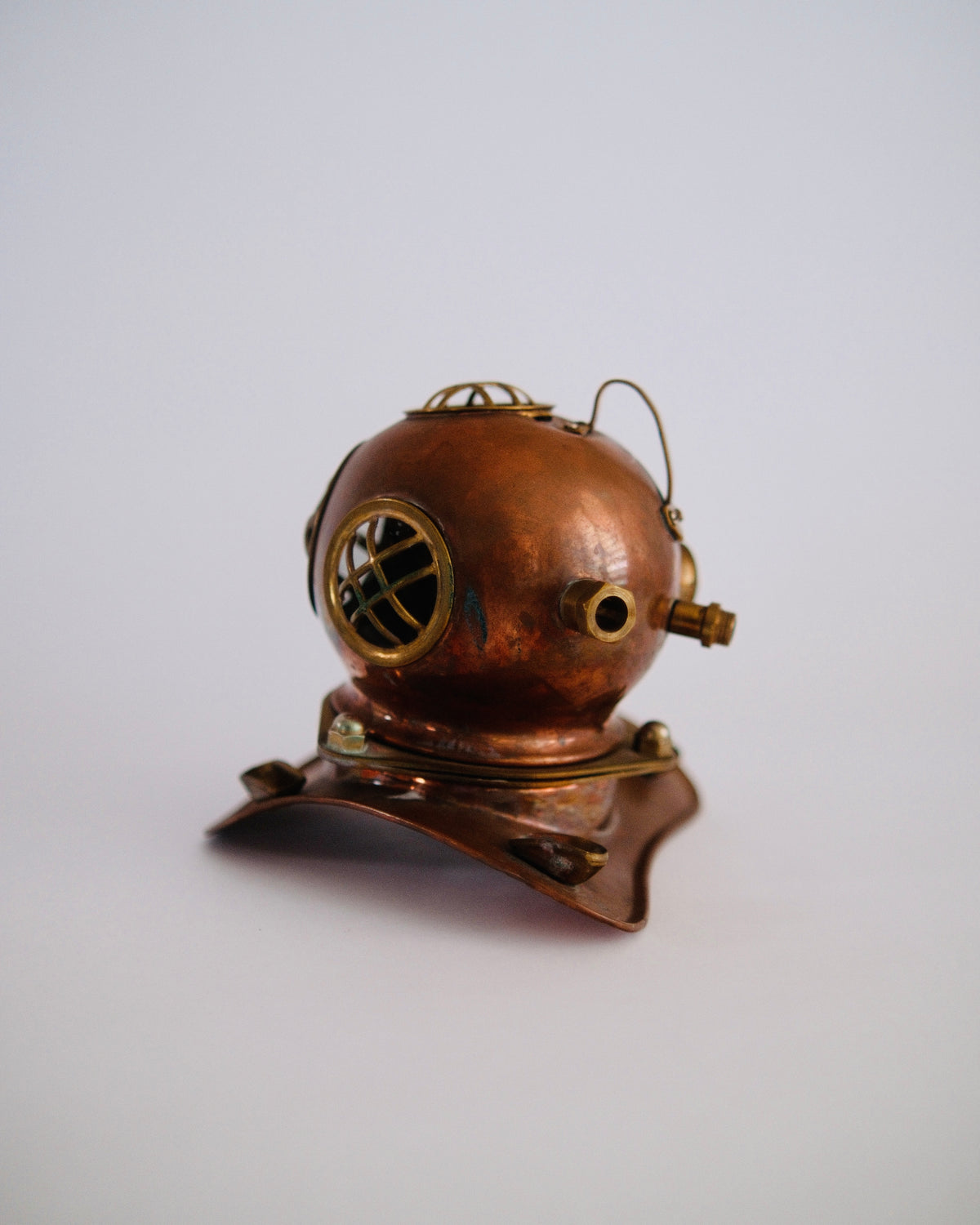 The Fort Bragg Diver | Vintage Copper & Brass Miniature Diving Helmet Model
