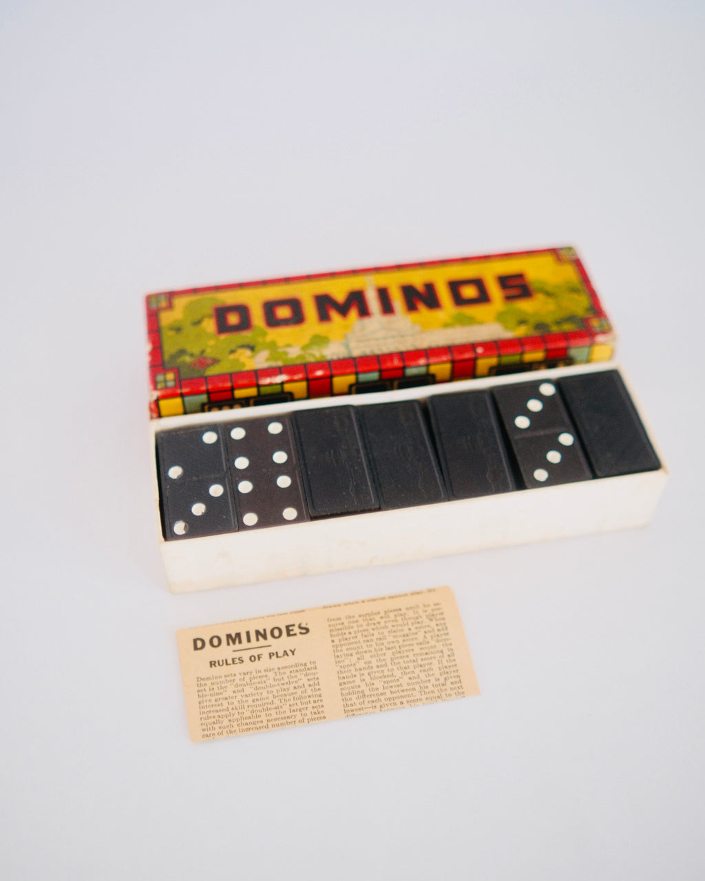 The Unplugged Table | Vintage Mid-Century Dominos Set in Original Graphic Box