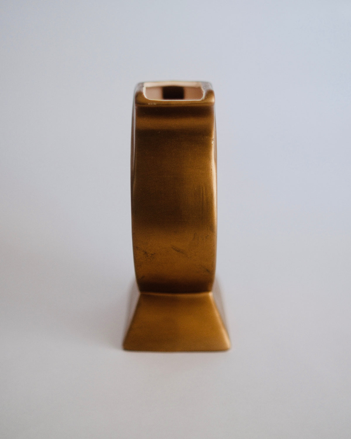Vintage Geometric Gold Ceramic Disc Pitcher | Postmodern Avian Form