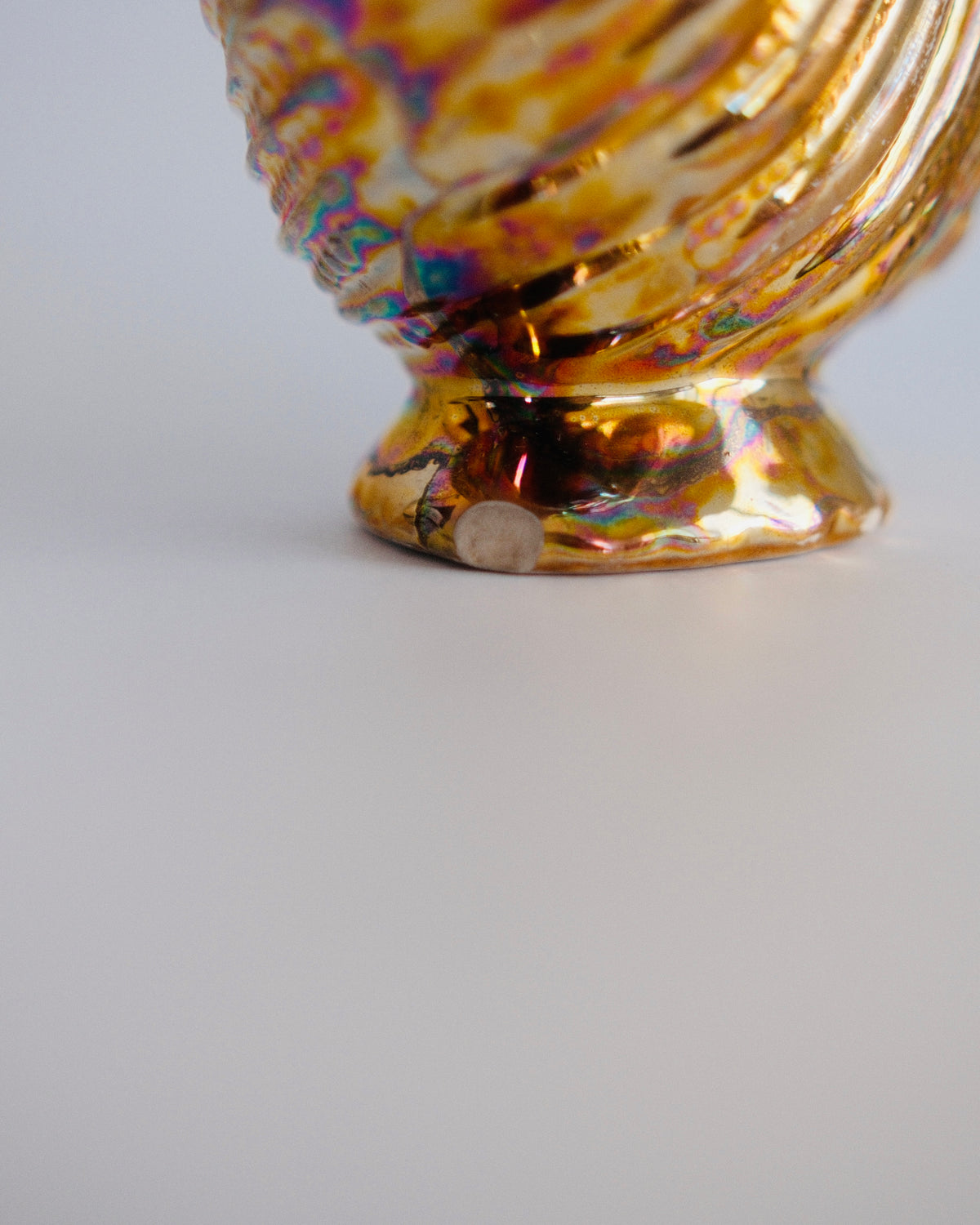 Vintage Golden Iridescent Conch Shell Ceramic Planter | Lusterware Vessel