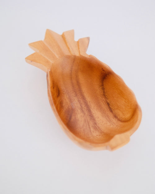 Mid-century hand-carved Hawaiian monkeypod wood pineapple shaped serving tray - Eulogy Vintage