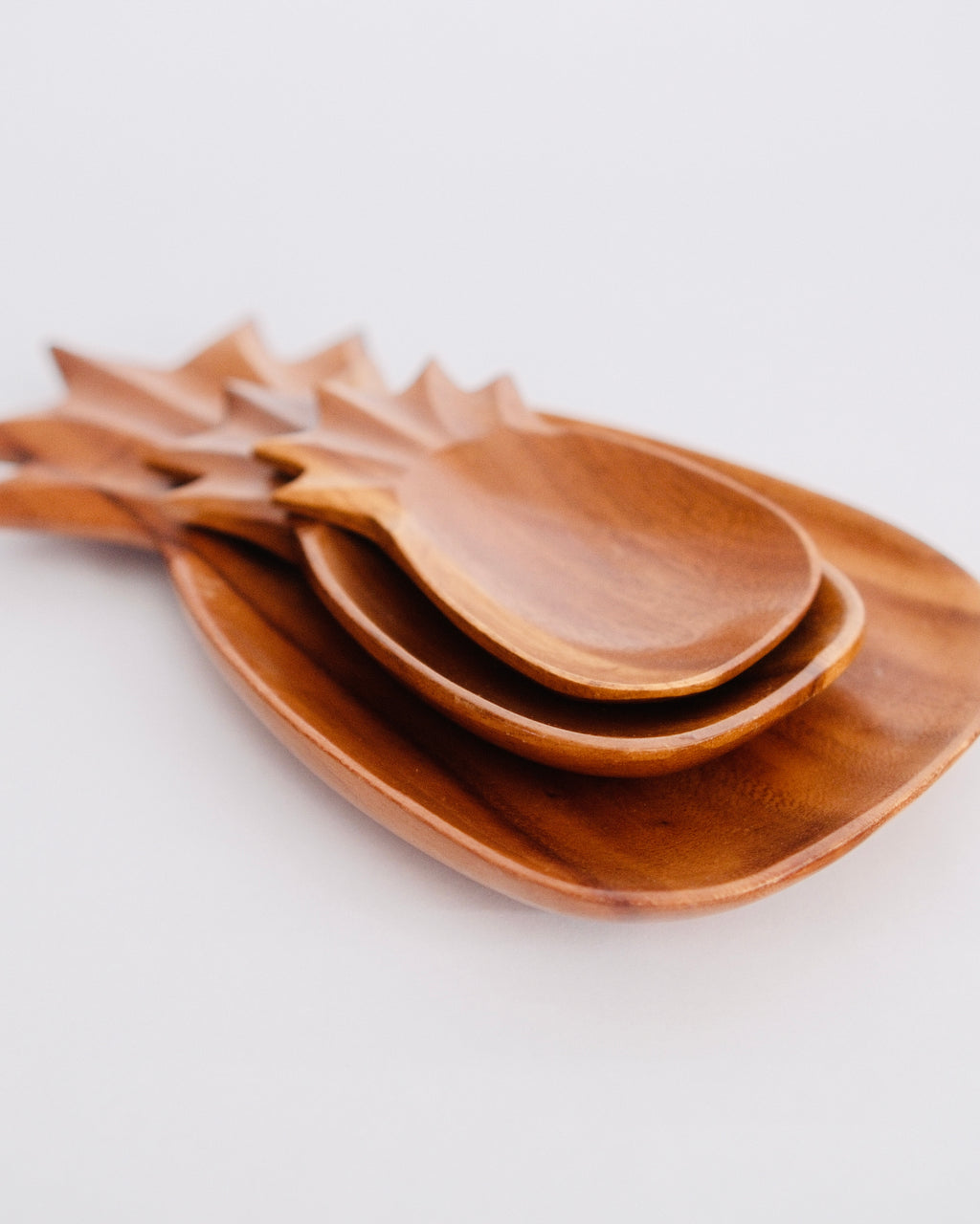 Mid-Century Hand-Carved Monkeypod Pineapple Nesting Trays | Set of 3