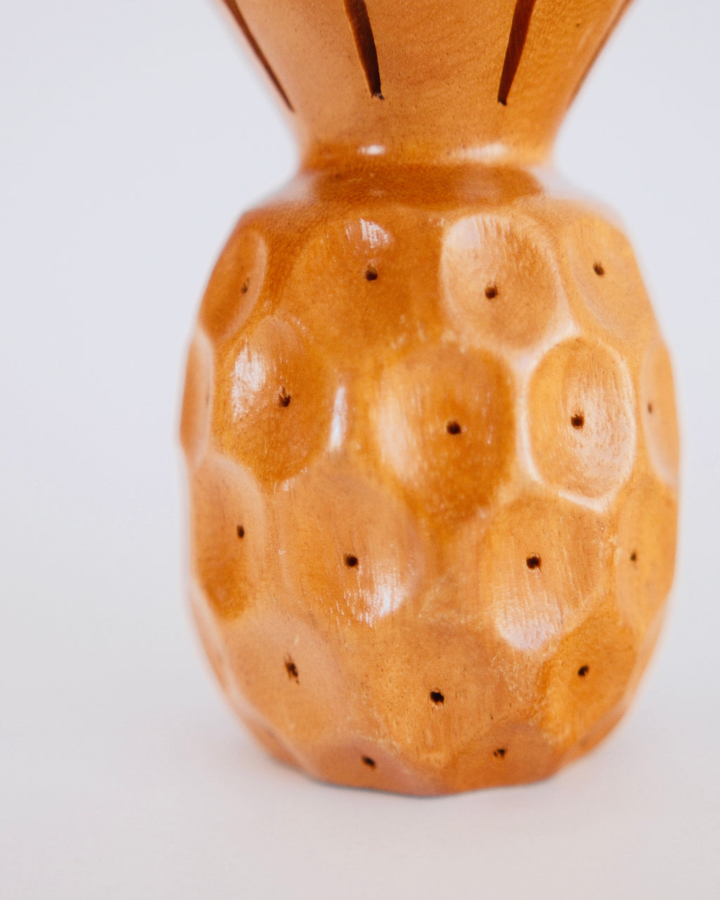 Mid-Century Hand-Carved Monkeypod Pineapple Appetizer Stand | Toothpick Caddy