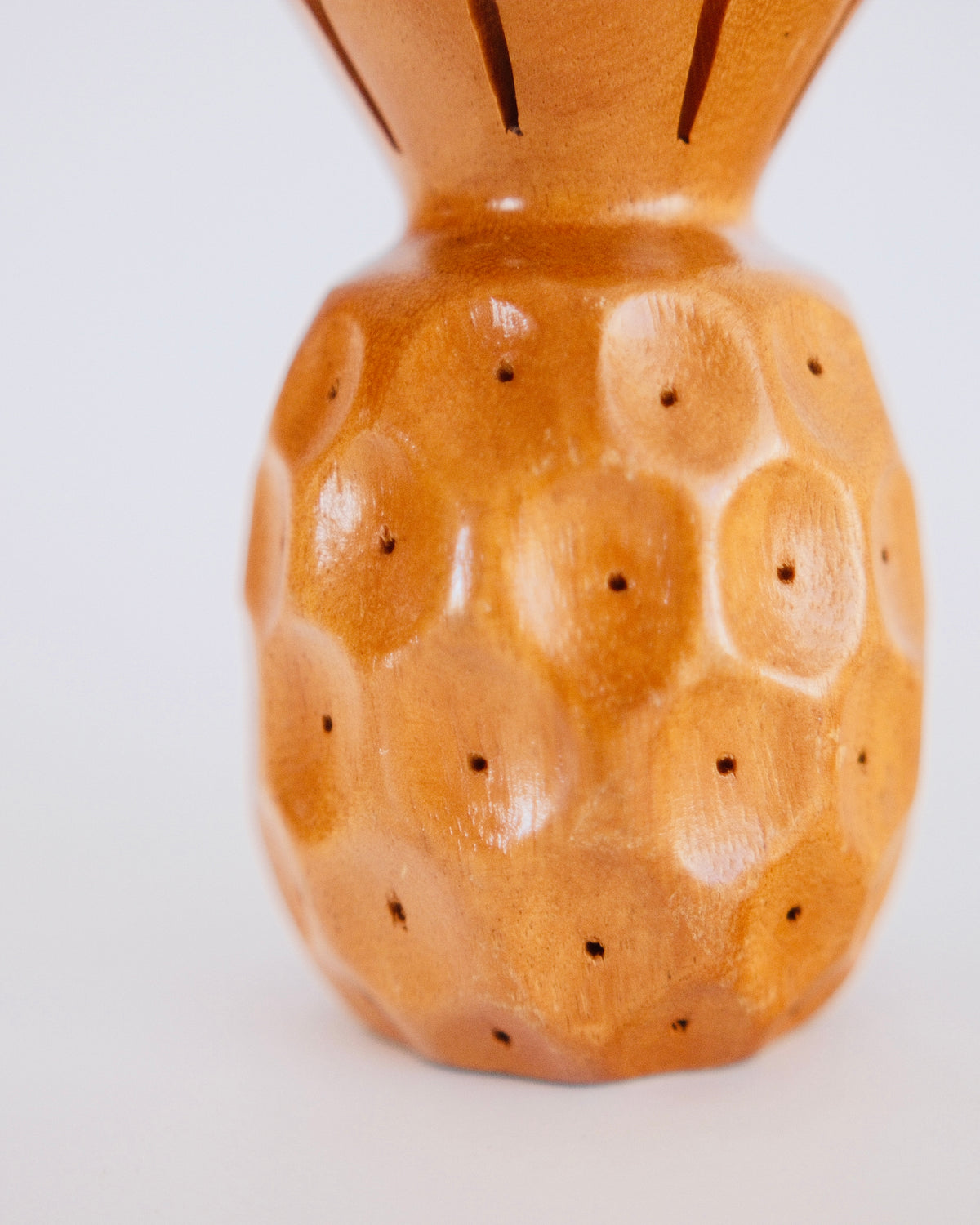 Mid-Century Hand-Carved Monkeypod Pineapple Appetizer Stand | Toothpick Caddy