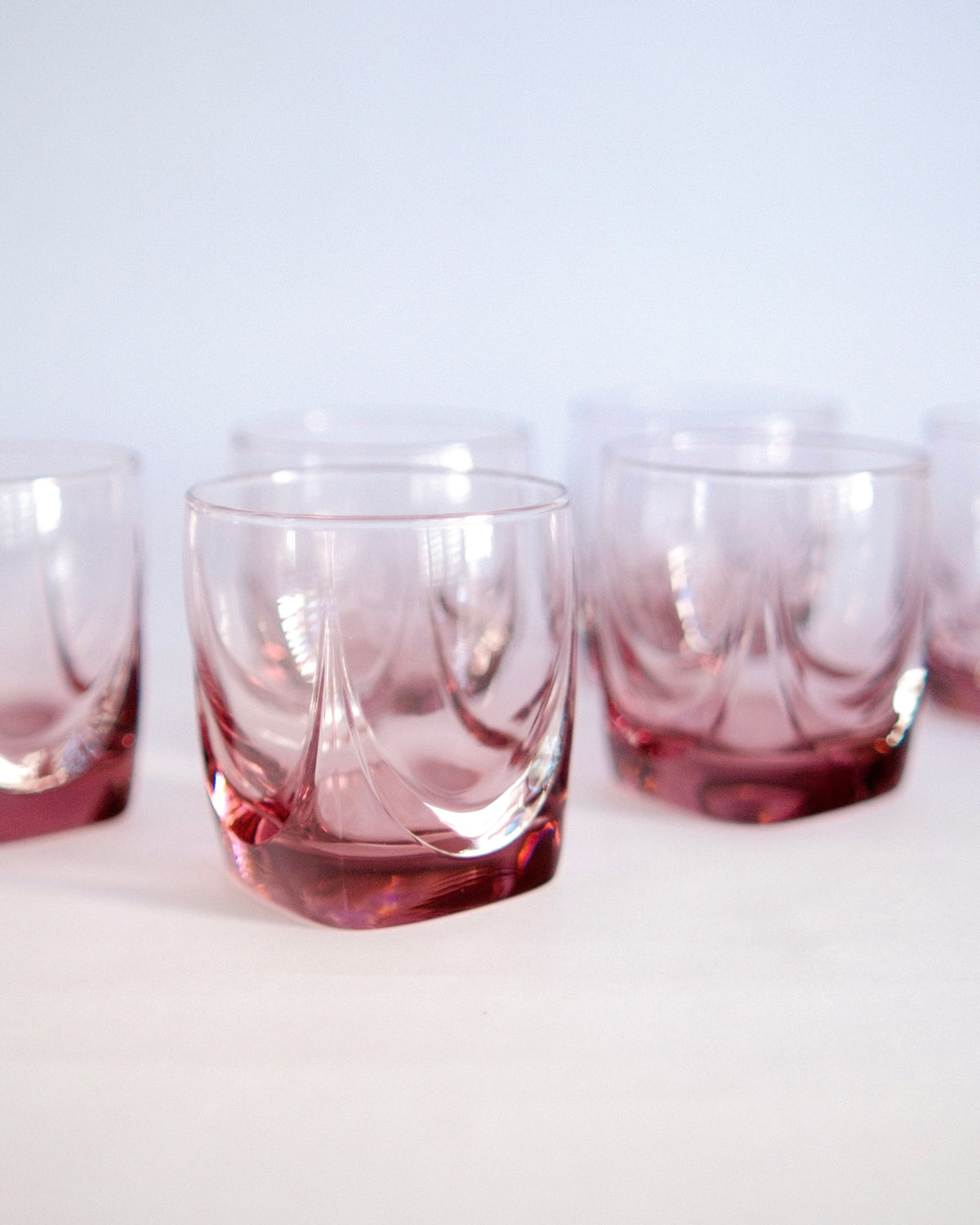 Vintage Libbey "Apollo" Amethyst Plum Lowball Rocks Glasses | Set of 6