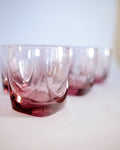  Set of six vintage Libbey Apollo amethyst plum purple lowball rocks glasses - Eulogy Vintage