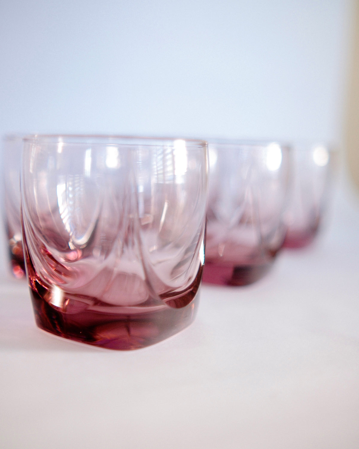  Set of six vintage Libbey Apollo amethyst plum purple lowball rocks glasses - Eulogy Vintage
