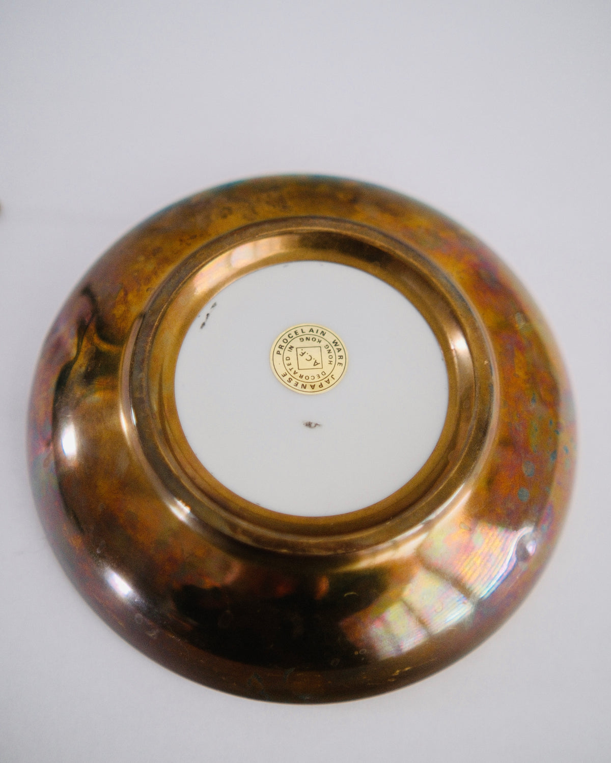 The Empress Dish | Vintage Hand-Painted Rose Medallion Porcelain Bowl in Brass Casing