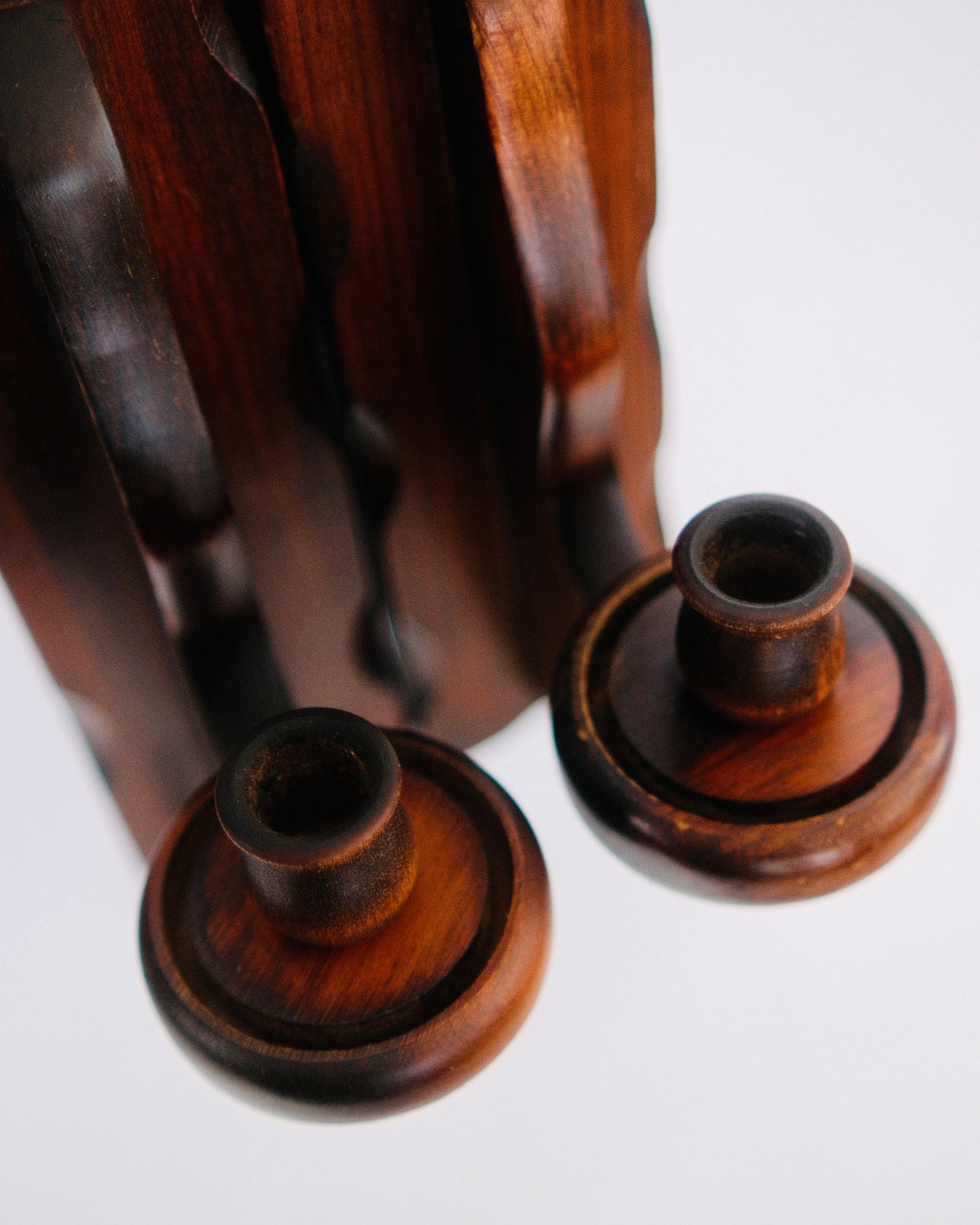 The Scheibe Sconces | Mid-Century Scalloped Pine Wall Candle Holders | Pair