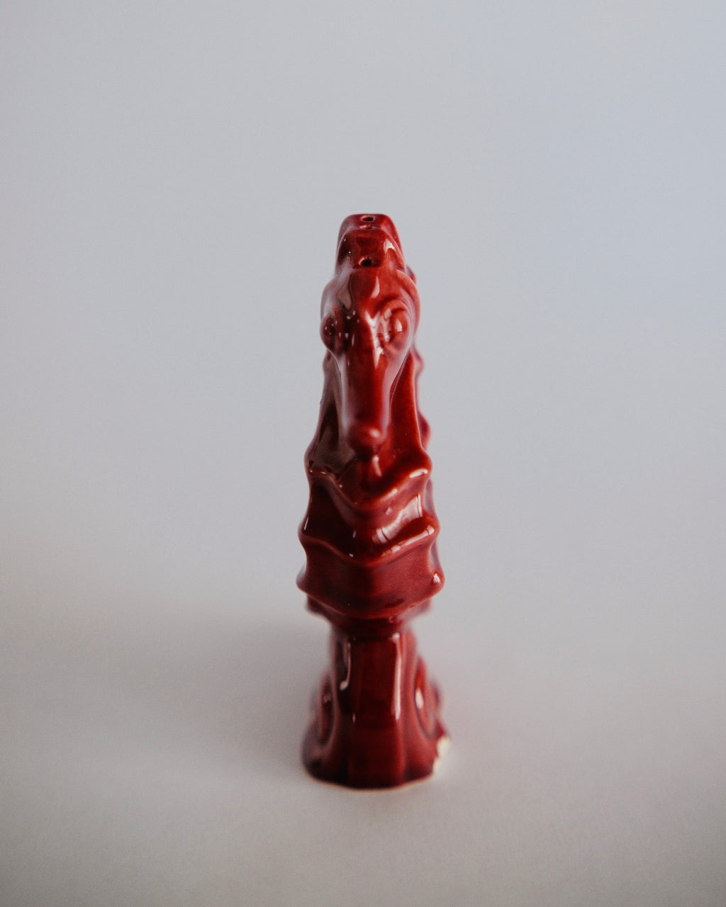 Vintage Crimson Glaze Ceramic Seahorse Figurine | Retro Coastal Accent